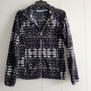 ‼️ 3/$10 ‼️Free Country Women's Black and Gray Patterned Zip Up Sweatshirt.